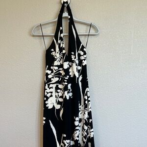 ABS Allen Schwartz Black and White Floral Backless Dress